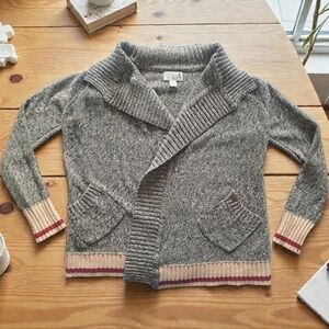 Roots Grey Girls Cardigan with Cream Accents
